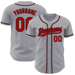 Custom Gray Red-Black Authentic Baseball Jersey